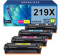 ONLYU 219X with Chip Compatible for HP 219X 219A Toner for HP Color LaserJet Pro MFP 3302fdw 3302fdwg 3302sdw 3302sdwg 3302fdn 3302fdng 3202dw 3202dn High Yield 4-Pack Black Cyan Yellow Magenta