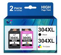 ONLYU 304XL Ink Cartridges Replacement for HP 304 Ink Cartridges 304 XL Combo Pack for HP Envy 5020 5032 5010 5030 5000 DeskJet 3760 2600 2620 2632 2630 3762 2622 2622 (1 Black, 1 Tri-colour)