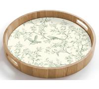 OnlyWow© Dinner Tray Round Serving Platter Decorative Food Trays Drinks Oak