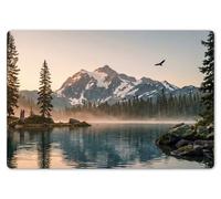 OnlyWow© Place Mats 18″x12″ / 45x30 cm Waterproof Sets Non Stick Wipe Clean Anti Slip Dinner Wipeable Placemats Table Mat Dinning Mountains - Water - Trees