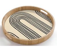 OnlyWow© Serving Platter Round Wooden Tray Trays Food Decorative Breakfast