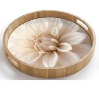 OnlyWow© Serving Tray Round Decorative Platter Trays Food Breakfast Oak