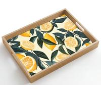OnlyWow© Wooden Tray Serving Platter Decorative Breakfast Drinks Scratch