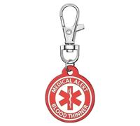 ONM Red Medical Alert Keychain - Different Designs for Epilepsy, Diabetes, Seizures, Blood Thinner, Asthma (Blood Thinner)