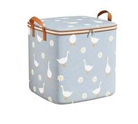 Onmargeen Clothes Storage Bins Foldable Closet Organizers,Storage Containers with Reinforced Handle Strong zippers closure,for Clothing, Blanket, Comforters, Bed Sheets, Pillows and Toys (blue-100L)