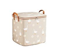 Onmargeen Clothes Storage Bins Foldable Closet Organizers,Storage Containers with Reinforced Handle Strong zippers closure,for Clothing, Blanket, Comforters, Bed Sheets, Pillows and Toys (beige-100L)