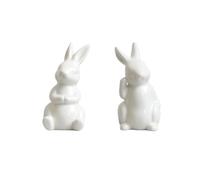 Onmargeen Easter Bunny Decorations: 2PCS Mini Bunny Rabbit Adorable White Rabbit Ornament Ceramic Bunny Figurines Bunny Statues Desktop Decors Easter Rabbit Decors for Easter Party Home Decor