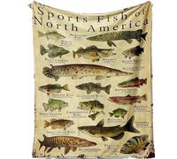 Onmargeen Fishing Blanket, Fishing Enthusiast's Blanket Gift, Sports Fish of Funny Blanket Fish Knowledge Blanket,Unique Fisherman Gifts,Bass Fishing Gift for Boys Dad Grandpa (130 * 150CM)
