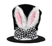 Onmargeen Mad Hatters Tea Party Easter Bunny & Ears Rabbit Top Hat Bonnet Adults Size