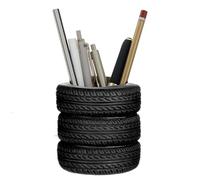 Onmargeen Tire shaped pen holder, plant flowerpot, office storage and organization, black plastic tire pen holder for desktop use, home office desk (1Pc)