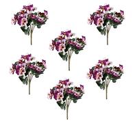 ONMDQS 6PCS Artificial Flower Plants,Small Wild Flowers Decoration Artificial Plastic Silk Bouquets Fake Plants Pansy for Family Garden Decorations (purple)