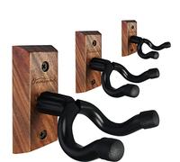 Onmiwod Guitar Wall Mount 3 Pack, Black Walnut Wood Guitar Hanger, U-Shaped Guitar Wall Hanger Wall Mount, Guitar Holder Mount Hook Stand Wall for Acoustic, Electric Guitar, Mandolin, Bass, Banjo
