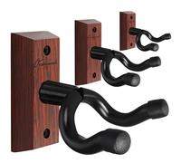 Onmiwod Guitar Wall Mount 3 Pack, Carbonized Red Wood Guitar Hanger, U-Shaped Guitar Wall Hanger Mount, Guitar Holder Wall Hook for Acoustic, Electric Guitar, Banjo, Bass, Gift for Men Boy