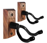 Onmiwod Ukulele Wall Mount Hanger 2 Pack, Black Walnut Wood U-Shaped Ukulele Holder Hanger, Ukulele Wall Mount Hook for Ukulele Banjo Mandolin Concert Pineapple Soprano Tenor and Baritone