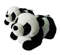 Onmygogo 3D Novelty Slippers for Women Men and Kids, Winter Furry Animal Panda Bear Slippers (UK kid size 11-13, Black and White)