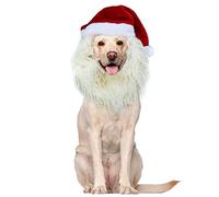 Onmygogo Funny Reindeer Dog Costume, Cute Furry Pet Wig for Halloween Christmas, Pet Clothing Accessories (Stanta Clause, L, Brown, White)