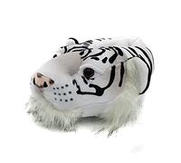 Onmygogo Fuzzy Winter Animal Tiger Slippers for Men Women Adult and Little Big Kids Boys Girls, Novelty slippers for Halloween Christmas, White Tiger, 9-11