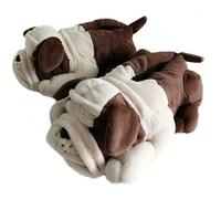Onmygogo Fuzzy Winter Indoor Animal Bulldog Slippers for Men and Women Adult and Kid, Bull Dogs (UK size 9-11, Coffee bulldog)