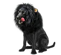 Onmygogo Lion Mane Wig for Dogs with Ears, Funny Pet Costumes for Halloween Christmas (M, Black)