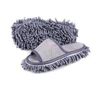Onmygogo Microfiber Floor Cleaning Slippers with Terry towel fabric, Dust Mop Slippers for Women (grey,M)