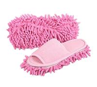 Onmygogo Microfiber Floor Cleaning Slippers with Terry towel fabric, Dust Mop Slippers for Women (pink,S)
