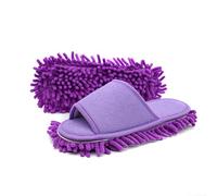 Onmygogo Microfiber Floor Cleaning Slippers with Terry towel fabric, Dust Mop Slippers for Women (purple,S)