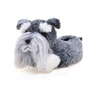 Onmygogo Novelty Animal Slippers for Women Ladies Children Girls Furry Yorkshire Schnauzer Dog Slippers (Grey Schnauzer, Numeric_6)