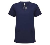ONNA BY PREMIER Invincible Stretch Women's Tunic, 4-Way Stretch for Easy Movement, Breathable Fabrics, Recycled Polyester, V-Neck Style with Two Front Pockets, Modern Fit, Colour Navy Size M