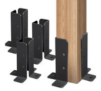 ONNIJUN 8 Pack Fence Post Brackets, Adjustable Fence Post Supports Post Base Holder, Fence Post Repair Kit for Wood Stake, Fence, Pergola, Black