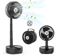 Onnilife 8 inch Portable Fan - Wireless Battery Operated Fan - LED Lighting - Carry Case & Remote Control - Cruise Travel - Outdoor Travel RV Power Bank With USB-C Port (Black with Case)