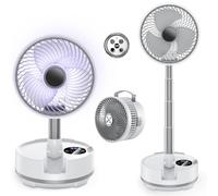 Onnilife Portable Foldable Fan Oscillating Fan, Rechargeable Pedestal Fan 20000mAh Battery, Adjustable Height Foldaway Standing Fan With LED Color Light, Remote Control Telescopic 9 Speed Outdoor Fan