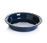 Onniyor Porcelain Pie Pan for Baking, 9 Inch Pie Dish, 52 ounce Non-Stick Pie Plate for Apple Pie, Pumpkin Pie, Pot Pies, Round Baking Dish Pan for Dinner, Oven Safe, Dark Blue
