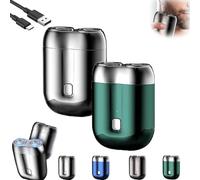 Onnowadays Shaver, 2025 New Onnowadays Upgrade Pocket Shaver, Mini Shavers,Rechargeable Dual-Head Electric Waterproof Grooming Device, USB Charging for Car, Travel, Home Use (Silver+Green)