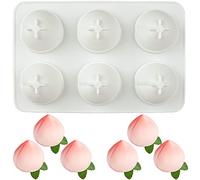 ONNPNN 6 Cavity Peach Shape Cake Mold, Creative Peach-shaped Silicone Mould, 3D Fruit Shape French Dessert Mousse Molds, Peaches Chocolate Pastry Dessert Moulds Cakes Decorating Too for Candles Soaps