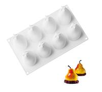 ONNPNN 8 Cavity Pear Shape Cake Mold, Creative Pear-shaped Silicone Mould, 3D Fruit Shape French Dessert Mousse Molds, Chocolate Pastry Dessert Moulds Cakes Decorating Too for Candles Soaps (A)