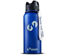 ONO Barbell Jack Drinking Bottle - 3 in 1 - Gamechanger for your workout (Navy Blue) Phone Stand and 950 ml Fitness Stainless Steel Thermo Drinking Bottle in One Product