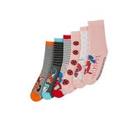 ONOMATO! Miraculous Lady Bug Rena Rouge 6 Pairs Girls Socks Set, multicoloured, 27-30