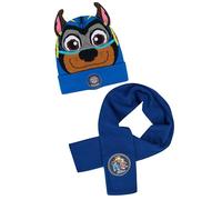 ONOMATO! Paw Patrol Chase Boys Kids Winter Beanie Hat with Ears + Scarf, blue, regulär