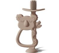 Onomie Teething Toy, Safe & Easy to Hold BPA Free Silicone Teethers, 360° Baby Toothbrush with Suction Base, Teether Toys Best for Babies 6-12 Months (Koala Brown)