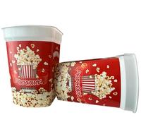 ONONEXPRESS 6 pcs Red Colour Reusable Plastic Popcorn Containers/Popcorn Bowls Set for Movie Theater Night - Washable in the Dishwasher - (BPA Free) (RED - 6)