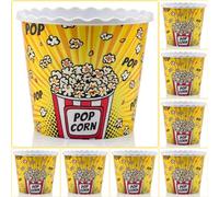 ONONEXPRESS Modern Style Reusable Plastic Popcorn Box/Popcorn Containers/Popcorn Bowls Set for Movie Theater Night - (BPA Free - 8 Pack-75 oz) (8, YELLOW)