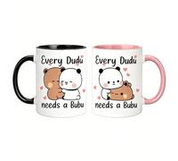 Onperpoe 2Pcs Bubu Dudu Mug Gifts for Him Her, Kawaii Bubu and Dudu Gifts for Boyfriend Girlfriend, Double-Sided Printed Mug for Valentines Day Husband Wife Couple Anniversary