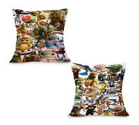 Onperpoe 2PCS Italian Brainrot Cushion Covers, Ultra-Soft Cotton Breathable 45x45 cm Cushion Covers with Double-Sided Pattern, Cushions Covers for Sofa Couch Bed Home Decor Funny Gift for Meme Lovers