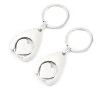 Onperpoe 2pcs Shopping Trolley Token Keyring - Supermarket Coin Key Release Tool - Portable Removable UK Alloy Pound Token for Shopping Carts