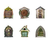 Onperpoe 6 Miniature Fairy Garden Ornaments - Outdoor Art Sculpture Garden Accessories Decoration - Elf Door for Yard Potted Decoration