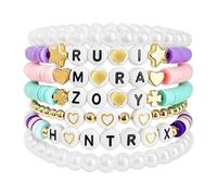 Onperpoe 7Pcs Kpop Merch Bracelets, Colourful Polymer Clay Korea-pop DemOn Friendship Bracelet for Kpop Girls, Stackable Stretch Layered K Pop Gifts for Girls Women Fans (B)