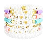 Onperpoe 7Pcs Kpop Merch Bracelets, Colourful Polymer Clay Korea-pop DemOn Friendship Bracelet for Kpop Girls, Stackable Stretch Layered K Pop Gifts for Girls Women Fans