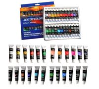 Onperpoe Acrylic Paint Set, 24 Colours 12ml Fabric Paints for Artists, Students, Beginners, Non-Toxic, Waterproof, Rich Pigments Acrylic Paints Set for Canvas Wood Model Fabric