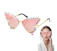 Onperpoe Butterfly Birthday Glasses Borderless Sunglasses with Nose Pads Hundreds and Thousands Decorative Novelty Sunglasses Birthday Girl Decoration Funny Sunglasses for Adults Adolescent