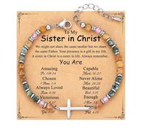 Onperpoe Cross Bracelet Christian Gifts for Women Inspirational Cross Bracelets with Bible Card Sister in Christ Friendship Bracelet Christian Gifts Religious Baptism Easter Christmas Sister Gift